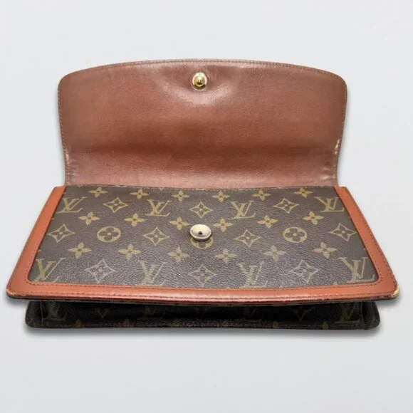 Louis Vuitton PM Clutch Bag Monogram Pochette Dame 29 GM Leather Trim Brown OS - Picture 3 of 12
